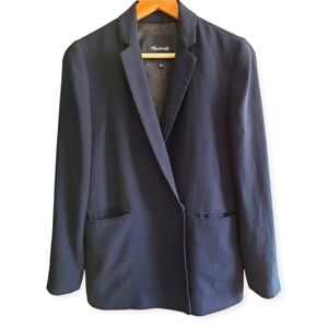 Madewell Double Breast Oversized Boyfriend Snap Button Blazer Black Size 0